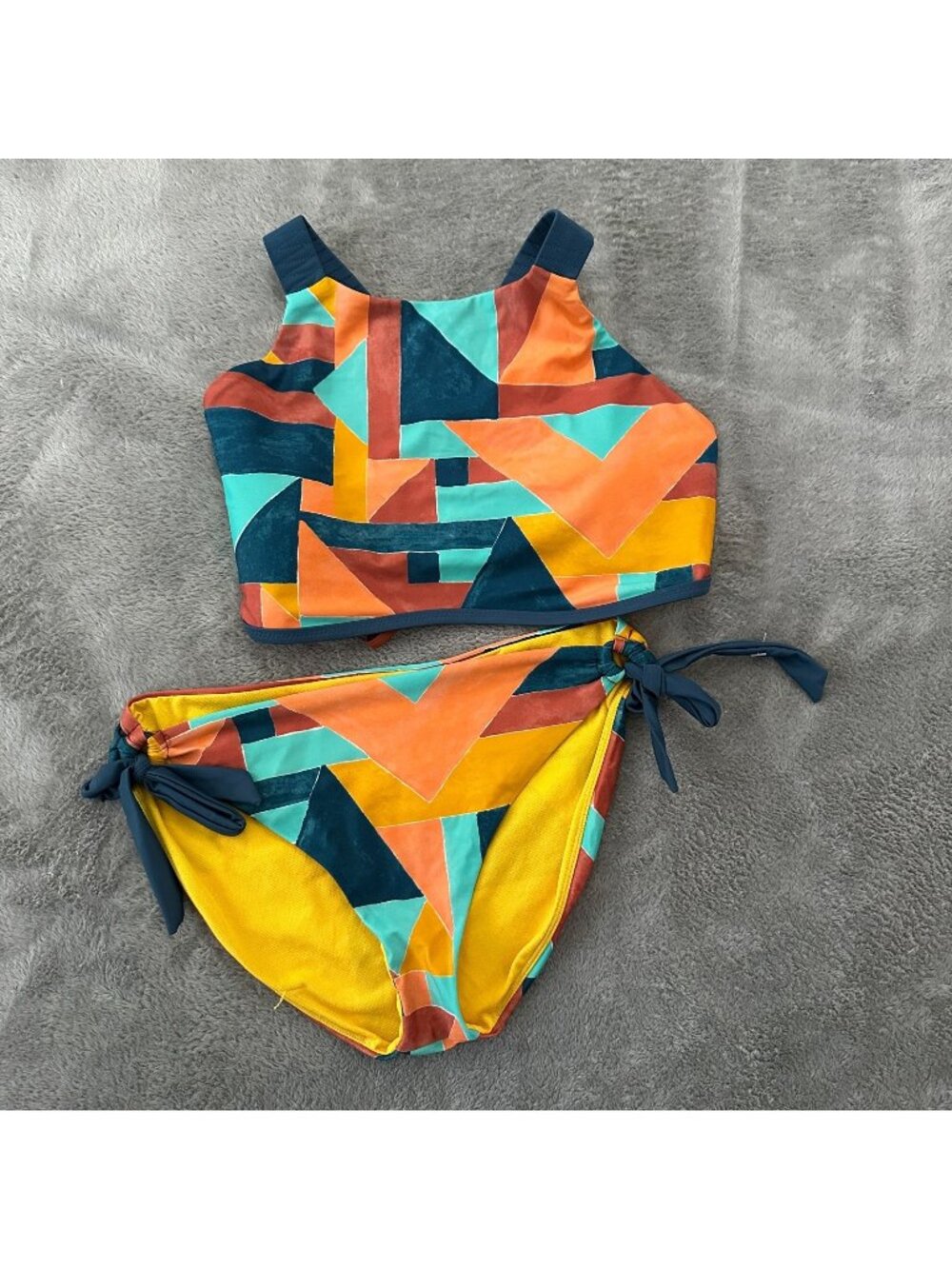 Prana Valdara Colorful Geometric Bikini Set Women's LARGE Swimsuit Swim